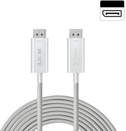 Pure Fi DisplayPort 1.4a Active Optical Cable (15 feet) – 32.4Gbps, 8K@30Hz, 5K@60Hz, 4K@120Hz, Low EMI for Laptops, Monitors, Projectors and More