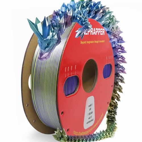 RepRapper Silk PLA Filament ,Mehrfarbige Filament PLA Dreifarbiges Filament 1.75 pla mehrfarbig ,1 kg (2,2 lbs),Silk Hochglänzende Oberfläche,3D Drucker Filament,Blau/Lila/Gelb