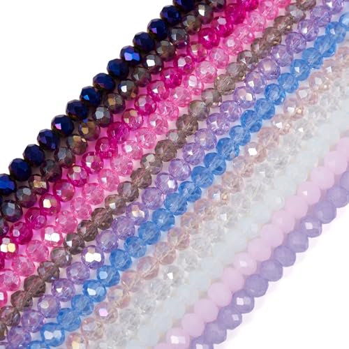 Bestewelry Rondelle - Perline di vetro sfaccettate per braccialetti fai da te, 12 fili, 4 x 3 mm