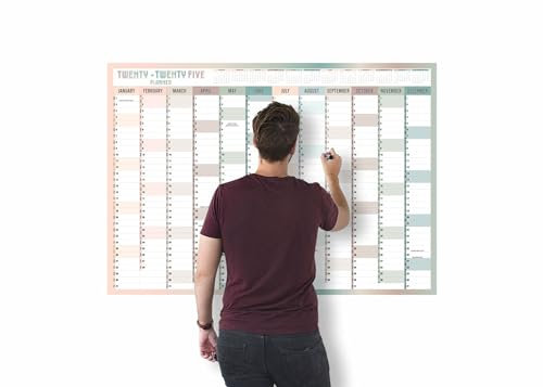 A1 Wall Planner 2025 Wall Calendar Large Jan to Dec Yearly Planner Full Year Planning Chart Academic Annual Poster for Student Family School Office Work Study 59.4x84.1cm(Folded)(1pc)(Multi)