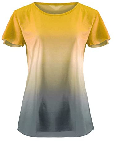 2024 AI - Nueva camiseta de manga corta 3D holgada de manga corta impresa verano para las mujeres Pack 2, amarillo, XXL