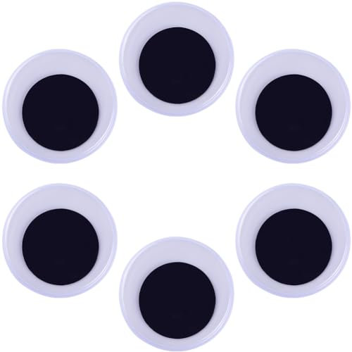GORGECRAFT 6 Pieza 5CM Grandes Ojos Móviles Negro Blanco Redondo Plástico Autoadhesivo Ojos Saltones Pegatinas para Arte Suministros DIY Manualidades Paquete Decoración Muñeca Costura Hacer