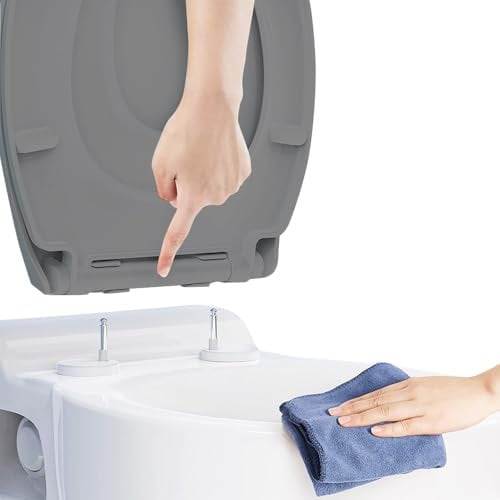 Ram® Grey Quick Release Soft Close Toilet Seat with Hinges Bathroom Bowl Seating ABS Toilet Seat
