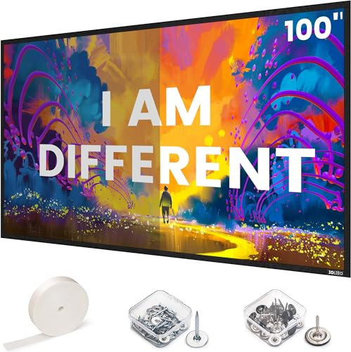 Écran de Projection à Gain élevé de 100 - Fixation Murale - Luminosité 2,6 x et Contraste élevé 30% ALR - Écran Blanc 16:9 SilverMagic
