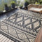 Homaxy Outdoor Teppich Wetterfest, Kunststoff Stroh Faltbar Waschbar UV-beständig Wendbar Balkon Garten Teppich für Terrasse Camping Picknick (240 x 300 cm, Schwarz & Beige)