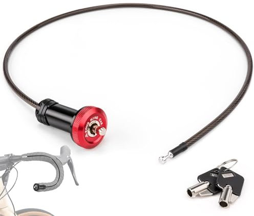 KONG MING CAR Lucchetto per bicicletta – Serratura per manubrio nascosta, lucchetto per sci leggero e portatile, adatto per bicicletta, scooter e scooter elettrico con borsa (rosso)