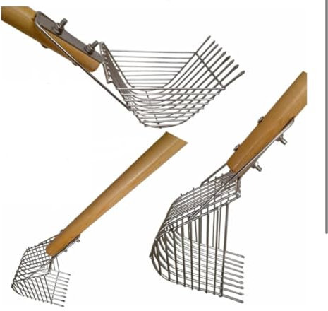 Rastrello Professionale per Telline e Cozze, 9 Denti in Acciaio Inox, Manico 120 cm, Larghezza 8 cm by Marlin Blue di Montanari Marco a Porto Corsini
