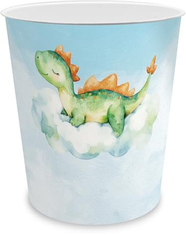 itenga Papierkorb für Kinder mit Motiv - rund ca. 11 Liter - Mülleimer fürs Kinderzimmer - stabiler Kunststoff (Motiv DINO)