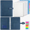 A5 Ringbuch, Ringbuch A5 Nachfüllbar mit 100 Blätter Nachfüllpapier, Leder Notizbuch mit Bindertaschen, Binder Für Schulnotizen Und Reisetagebücher, Geschenk für Mädchen, Jungen (Dunkelblau)