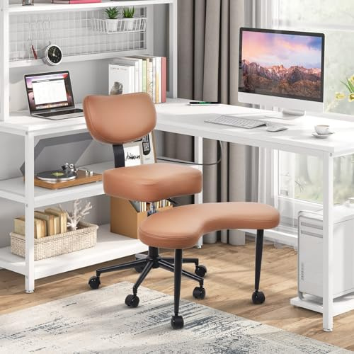 Neuer Meditationsstuhl, Bürostuhl mit gekreuzten Beinen und ADHS mit Rädern, ergonomische Rückenstütze und Beinstütze, höhenverstellbarer Sitz für Meditation, Home Office, Starke Lendenwirbelstütze