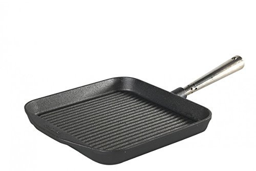 Skeppshult Poêle à grill carrée en fonte 25 x 25 cm avec manche en acier inoxydable