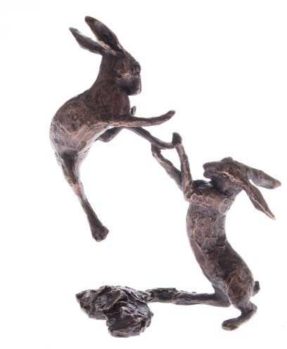 Butler & Peach - Solid Bronze Miniature Boxing Hares