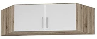 Rauch Möbel Celle Schrank Eckschrank Schrankaufsatz in Weiß / Eiche Sanremo hell, 2-türig, BxHxT 117x39x117 cm