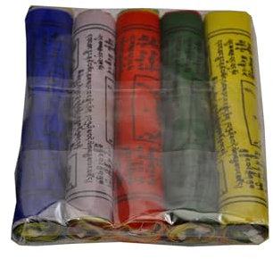 Dharma Store Bandiere tibetane per preghiera buddista, per un augurio di fortuna, felicità, longevità e benessere, confezione da 50, 6,5 pollici