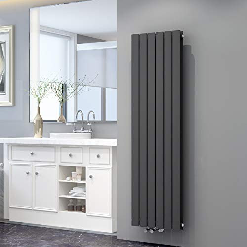 Design Flach Heizkörper 1600x462mm Antrazit Paneelheizkörper Vertikal Mittelanschluss Doppellagig