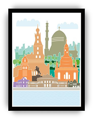 Kunstbruder Wandbild Glasbilder/Kunstdruck in Rahmen/Dresden Collage Dimension mit Rahmen/gerahmt - vom Kölner Künstler/Skyline fertig zum aufhängen/Art Gemälde (30x40cm)