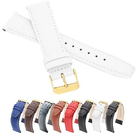 MARCHEL Lederarmband 20 mm WB50 weiß-gold Genarbt für Armbanduhren
