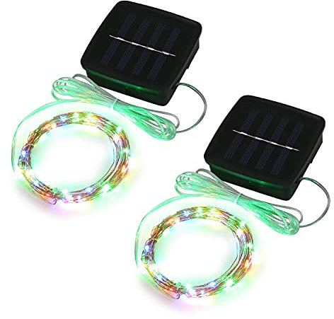 Solar Mini Teeny winzige Lichter, Sternen String Licht für Garten Fee, Baum, Geländer, Arbor, Zaun, 16 Fuß 50 LEDs, 2 Pack,Mehrfarbig
