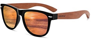 MIAROZ Herren Damen Sonnenbrille Polarisiert Schutz: Leichter Holz Sonnenbrillemit TAC-Blendschutz - Perfekt für Outdoor Aktivitäten Strand und Reiseabenteuer (Orange)