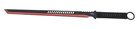 THIRD Set Machete H0068RD Stangenschneider schwarzes Edelstahlmesser mit rot eloxiertem Schnitt von 50 cm mit geflochtenem Seilgriff, inkl. NylonScheide