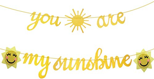 Amosfun Banner für Babygeburtstag, AufschriftYou are My Sunshine, zum Aufhängen, Banner, Girlande zum Aufhängen, Wimpelkette für Geburtstag, Party, Dusche
