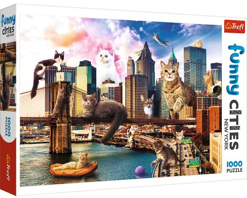 Trefl, Puzzle, Katzen in New York, 1000 Teile, Funny Cities, Premium Quality, für Erwachsene und Kinder ab 12 Jahren, Farbig