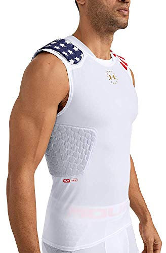 Under Armour Gameday Pro 5-Pad Fußball-Kompressions-Top, gepolstertes Fußball-Top, Jugend- und Erwachsenengrößen, Americana, Erwachsene – XXL (UA1352191)