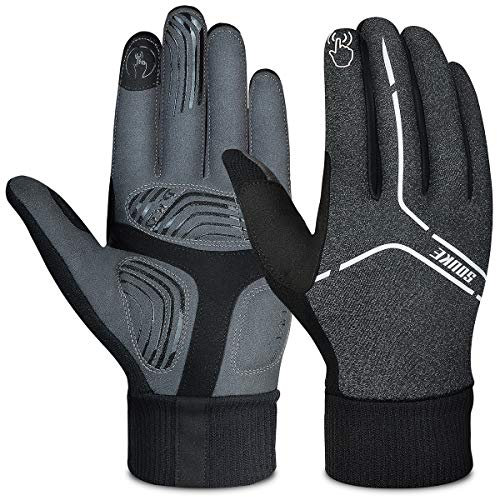 Souke Sports Fahrradhandschuhe Herren Damen Gel Stoßdämpfung Winddicht Winterhandschuhe mit Touchscreen Anti-Rutsch Warme Radhandschuhe