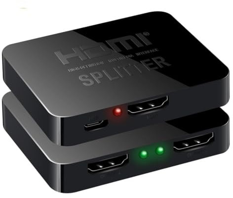 INF 2-Port-HDMI-Splitter für 2 Bildschirme, HDMI Verteiler, HDMI Splitter, 3D, 4K Ultra HD