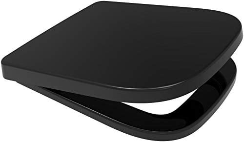 V20 Square Shape Soft Close Toilet Seat Quick Release Top or Bottom Fix 356 x 434 (Black)