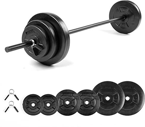 Phoenix Fitness Hantelset Langhantelset - 20kg verstellbares Langhantelset für Damen und Herren - Gerändelte Stange für Übung, Muskel- & Krafttraining zu Hause & Fitnessstudio - Gewicht: bis zu 20 kg
