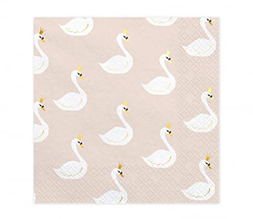 20 serviettes cygne - 16.50 cm