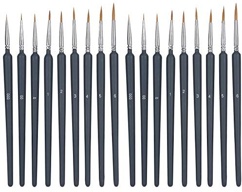 2 Ensembles de pinceaux de détail Micro, 9 Tailles de pinceaux de Peinture d'artiste Miniature Fine, Brosse à Cheveux de Loup pour Ensemble de Peinture à l'huile Gouache Art