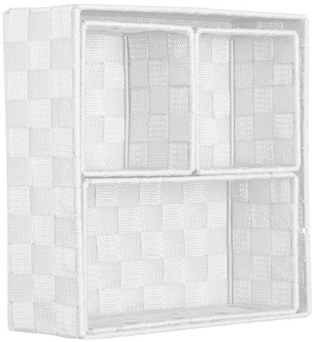 Brandsseller 4er Set Aufbewahrungsboxen - 28x28x10 cm, 26x13x9 cm, 13x13x9 cm (2x) – eckige Regalkörbe ohne Deckel – Rattanoptik, geflochten mit Metallrahmen - Weiß