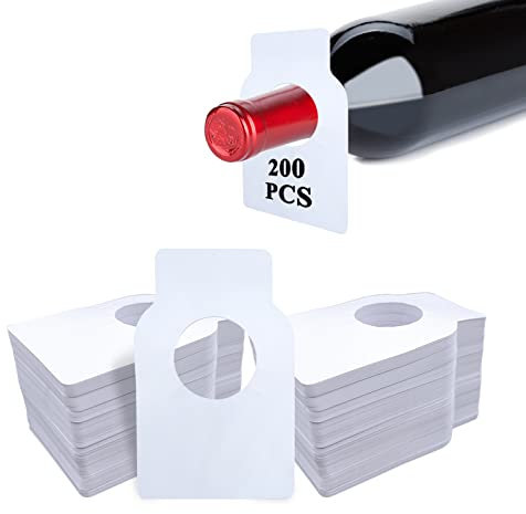 Spldsun 200 Pcs Etiquetas para Botella, Etiquetas De Vino Blanco, Etiquetas De Botellas De Vino, para Bodega Hogar Vino Champagne Cerveza para Marcar La Añada y El Tipo De Vino