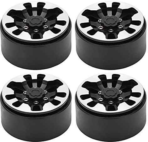 cersalt Aluminiumfelge, 57MM 2.2in Felge Beadlock-Felgen mit Muttern für RC Crawler für Autos(Schwarz)
