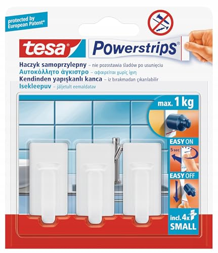 POWERSTRIPS Klebehaken 3pcs quadratisch klein weiß 57530-00130-01 tesa 4042448144874