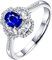 Daesar Verlobungsring Damen Weißgold 750, Trauringe Blume mit 0.67ct Oval Saphir Ring Weißgold mit Diamant Größe 50 (15.9)