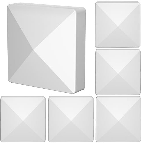 RECTOO Zaunpfostenkappe, 12,7 x 12,7 cm, PVC-Vinyl, flache Vinyl-Pyramiden-Pfostenkappe aus schwarzem, strapazierfähigem Kunststoff für Zäune, Deck, Briefkasten, Pfosten (weiß), 6 Stück