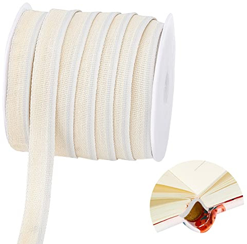 PH PandaHall 22.8 m Buchbindungs Stirnbänder Endbänder 14 mm Flaches Buchbindeband Buchmacher Stirnbänder Buch Stirnband Für Anfänger Buchbinden Buchdekor Reparieren Beige
