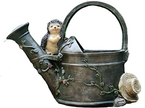 APLIQE Planter Flower Pots Garden Pots Garden Decor Unique Pots for Plants Watering Can Sculpture Hedgehog Decor Flower Pot Garden Decor(29x13.5x20cm)