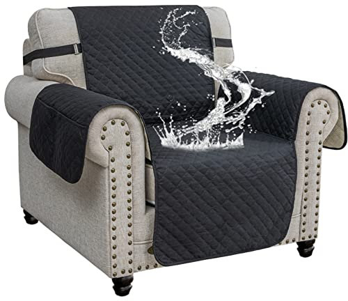 XINEAGE Sofa Überzug Reversible, Wasserdicht Sofabezug, Sofaüberwurf, Sofa Möbel Protector, rutschfeste Sofabezüge für Hunde Haustiere (1 Sitzer, Schwarz)