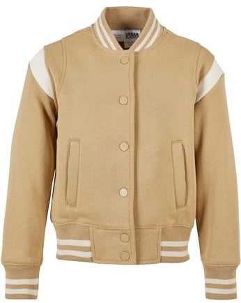 Urban Classics Mädchen Jacke Girls Inset College Sweat Jacket unionbeige/whitesand 146/152