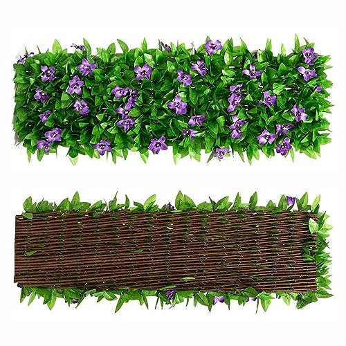LSRVNM Seto Artificial Ocultacion Jardin,Celosia Extensible con Hojas,Jardín Vertical Artificial Valla Jardin Exterior,Valla de Privacidad de Hiedra Artificial Para Jardín Patio Balcón Trasero,Verde
