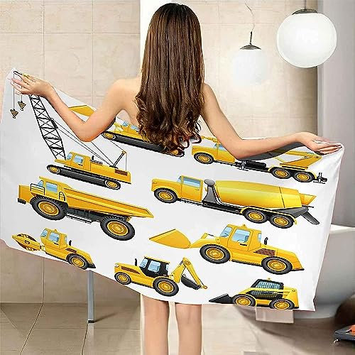 Mikrofaser Strandtuch Cartoon Gelber Bagger Handtuch XXL 200 X 200 cm Strandtuch 3D Badetuch Strandhandtuch Schnell Trocknendes Weiches Strandlaken, Saunatuch, Reisehandtuch, Badehandtuch -4Y9T