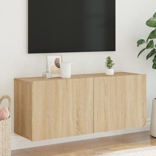 Homgoday Mobili TV a Parete Rovere Sonoma 100x30x41 cm, Mobile Porta TV Mobiletto Basso per TV per Tavolino da Salotto Industriale Supporto TV Soggiorno Televisione Mobiletto