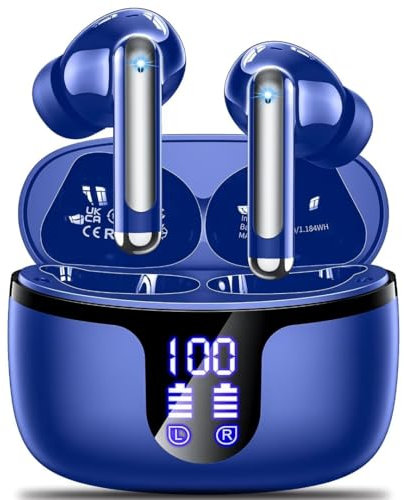 Bluetooth Kopfhörer,Kopfhörer Kabellos Bluetooth 5.3 in Ear mit 4 HD Mikrofon,2024 ENC Noise Cancelling Ohrhörer,42H Spielzeit mit LED-Anzeige,HiFi Stereo,IP7 Wasserdicht Headphones für Arbeit Sport
