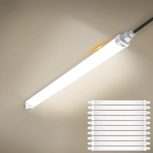 TONFFI 10 Stück LED Feuchtraumleuchte 60CM mit 18W 1800lm 4000K Linkable LED Röhrelampe Wannenleuchte Kellerleuchte Büroleuchte IP65 für Innen-Außen Garage, Balkon, Keller, Flur,Treppe,Büro
