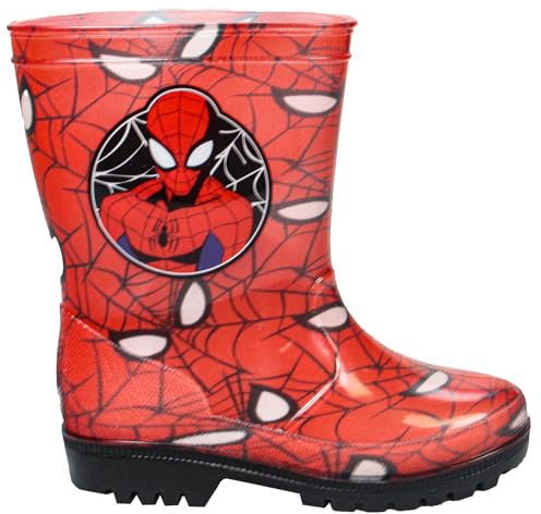 Stivali da pioggia per bambini e ragazzi, in gomma, antiscivolo, con licenza ufficiale Marvel, leggeri, perfetti per tutti i giorni, Spiderman., 30 EU