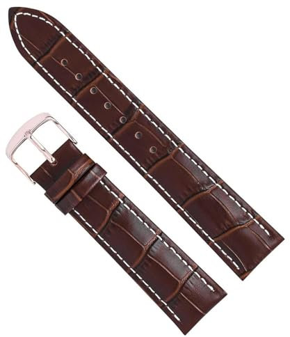 INSTR Frauen Männer Leder Armband Für Tissot Uhr Armband Armband Für DW Band ersatz(Brown white-Rosegold,22mm)